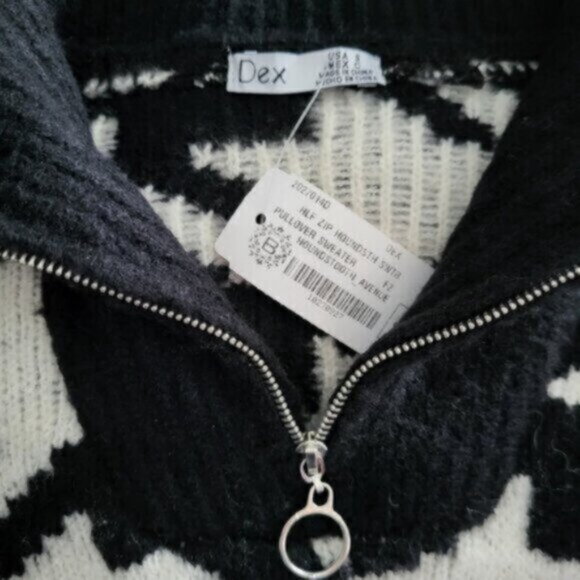 DEX Houndstooth Cropped Mock Neck Sweater Womens Sz Small - Picture 8 of 13